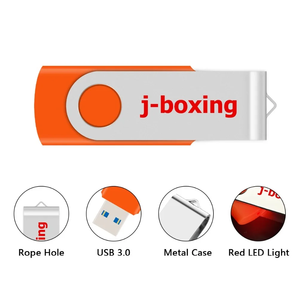 J-boxing 16GB флеш-накопитель USB 3,0, металлическая складная флеш-карта памяти, ручка-накопитель для компьютера, планшета, Mac, USB 3,0, оранжевая флеш-карта