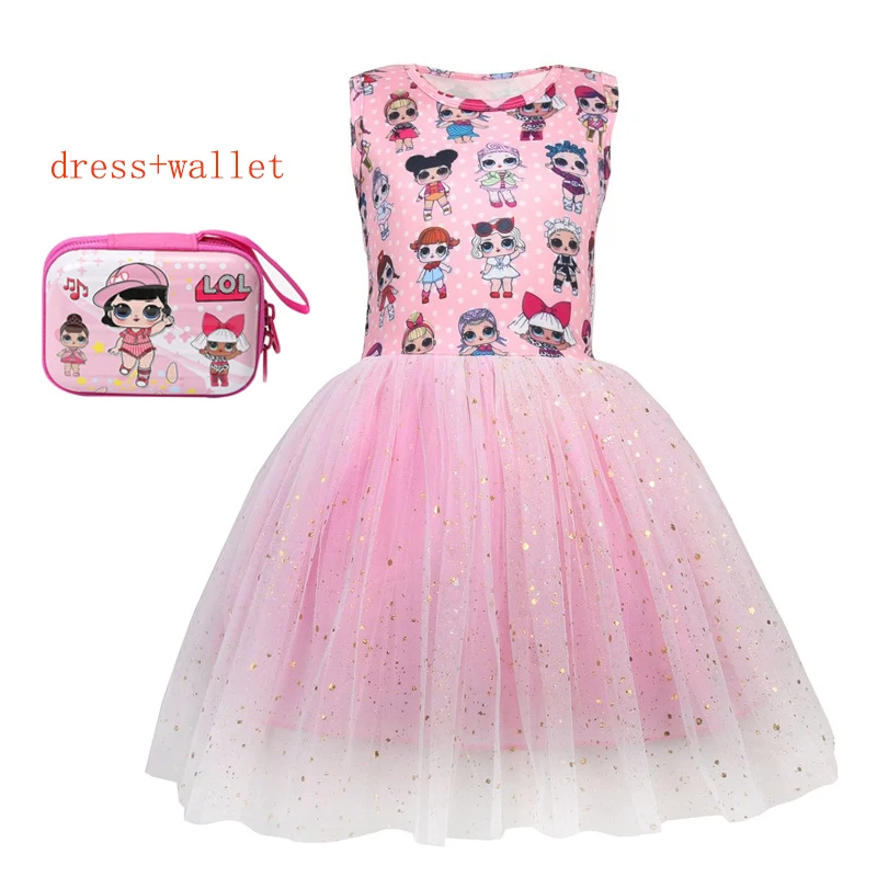 

Summer Toddler Girls Lol Dress Cartoon Cute Kids Party Mesh Dresses for Kids Girl Sleeveless Princess Dress Elegant Doll Clothes