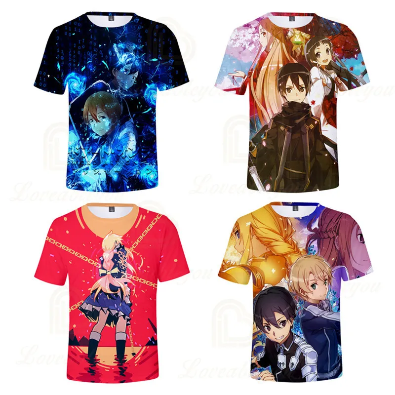 Детская футболка с 3d-рисунком Sword Art Online смешные футболки для мальчиков и девочек