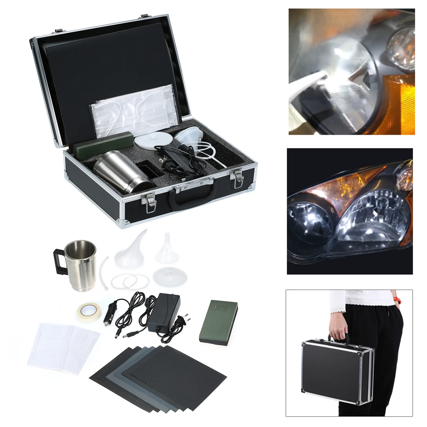 Automobile Headlight Restoration Kits Car Polish Repair Tool Glass Scratch Renovation EU PLUG |