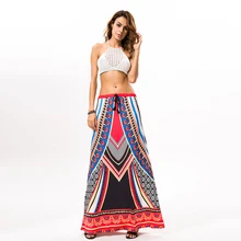 Этническая длинная юбка африканская мода Женская традиционная печать на шнуровке богемная Женская юбка