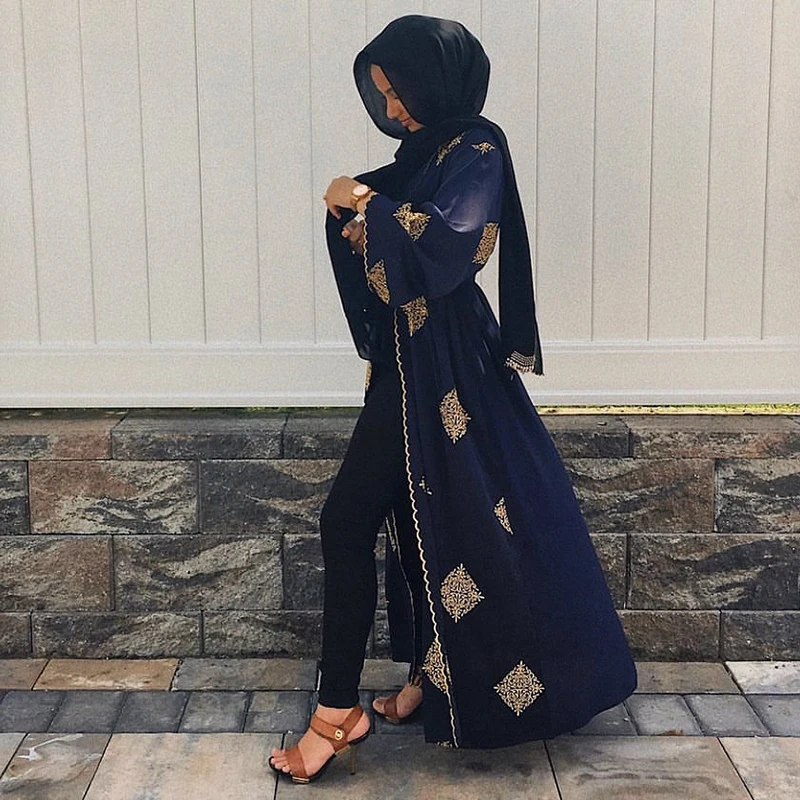 Дубай открытый абаи кимоно мусульманский хиджаб платье кафтан абайя s Исламская одежда для женщин Кафтан Marocain Qatar платье kleding Musulman - Цвет: as picture