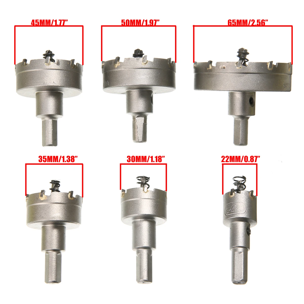 6 шт. HSS кольцевой пилы набор металлических твердосплавные строгальные ножи бит пустотелого сверла кольцевая пила из сплава Сталь резак Мощность инструментов 22/30/35/45/50/65 мм
