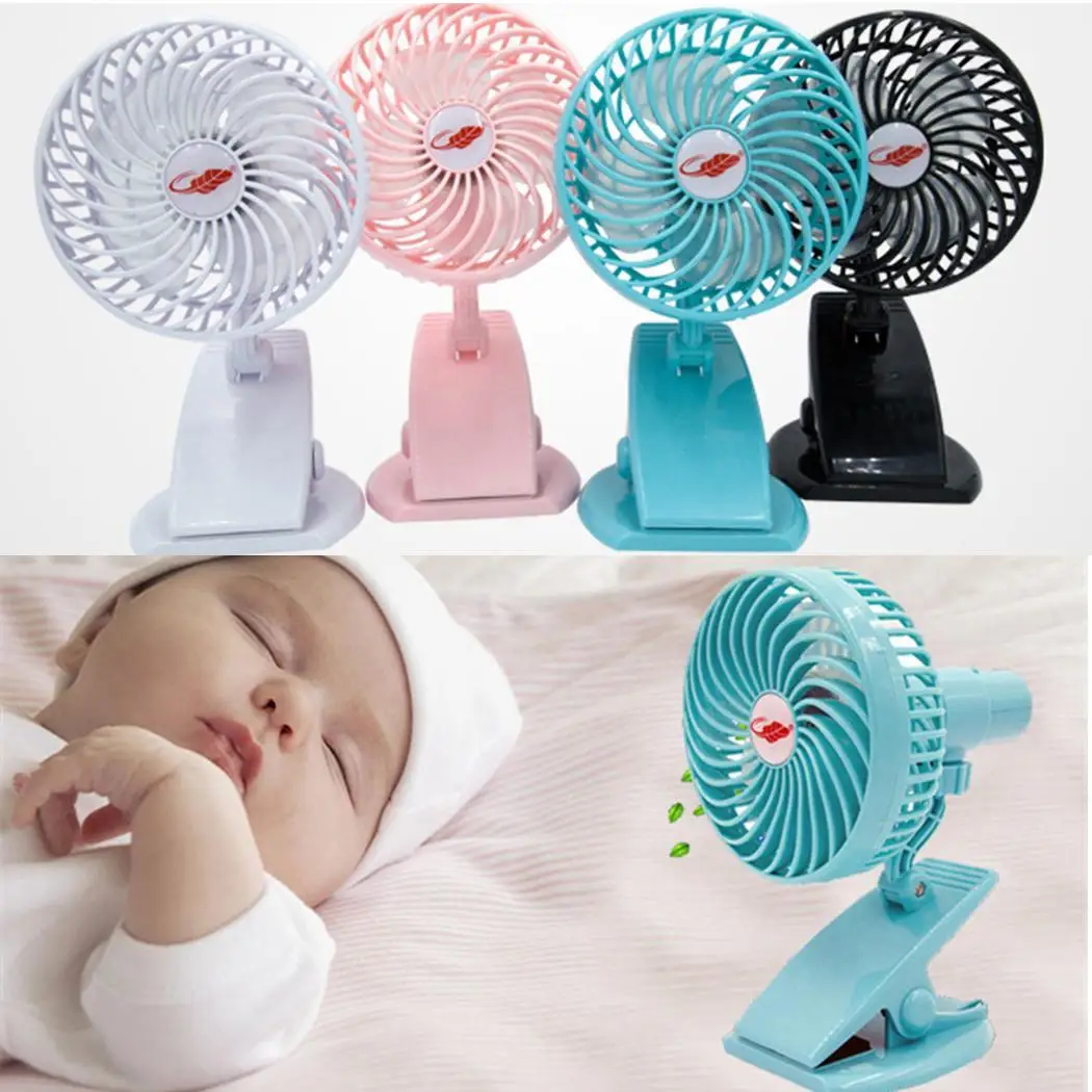 

Portable Silent USB Charge Fan Baby Carriage Desk 3-Gear Adjustable 360 Degree Rotation Small Fans with Clip Summer Air Cooler