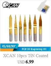 XCAN 10 шт. 3,175 мм Хвостовая фреза с твердосплавными режущими пластинами в Форма резьба резак 10/15/20/25 градусов PCB машина гравировочные Биты
