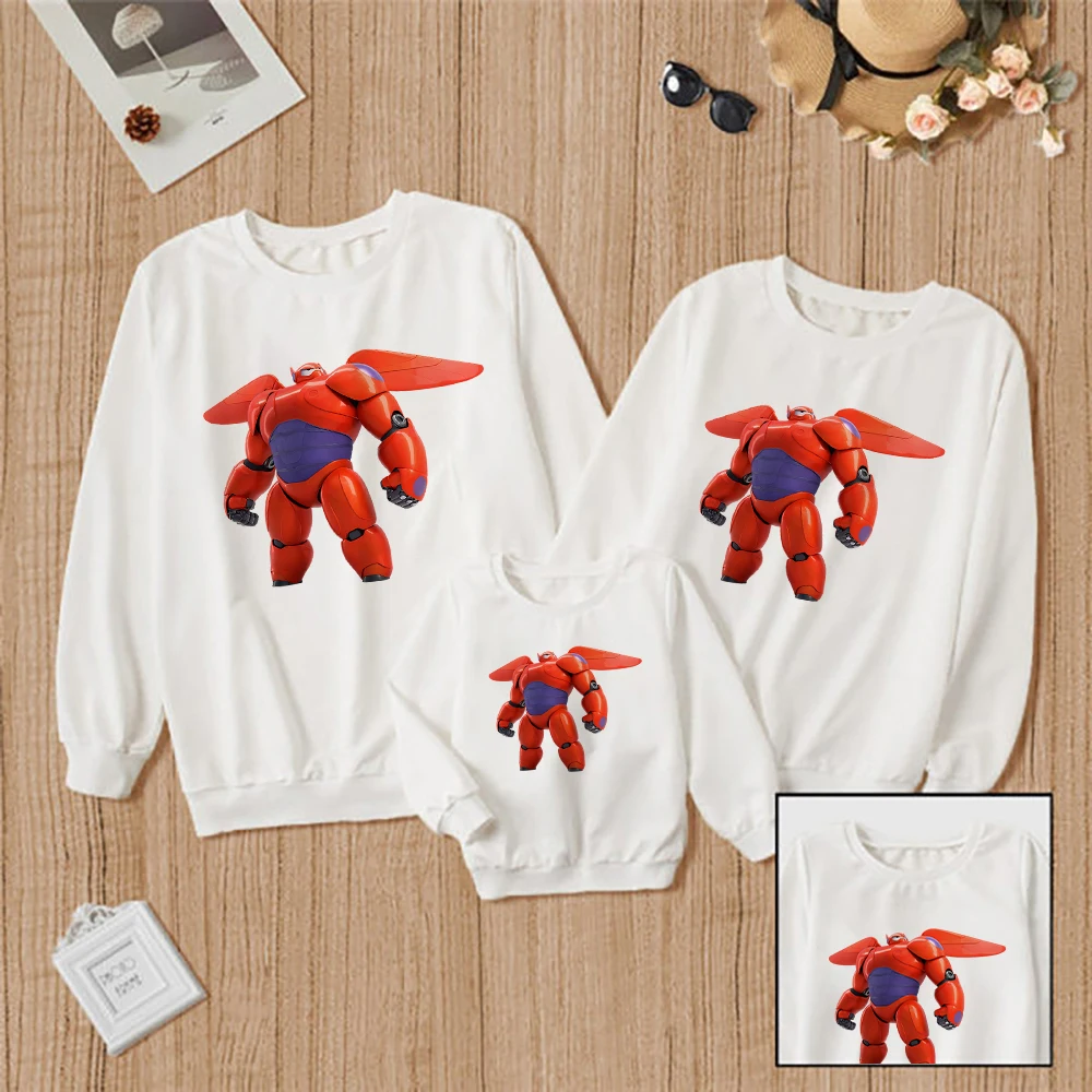 Disney Big Hero 6 Print Beautiful Aesthetic Funny Sweatshirt Loose Hoodies Vetement Family Look Versatile High Quality Pullover aunt and nephew matching outfits Family Matching Outfits