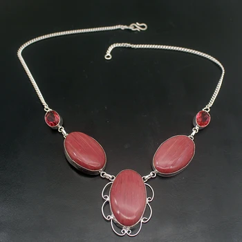

Unique New Gifts Fashion Rhodochrosite 925 Sterling Silver Women Necklace 18 inches VC14