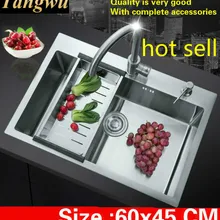 Горячая стандартная Мода Труба кухня ручная раковина одинарная мойка 304 пищевой нержавеющей стали 600x450 мм
