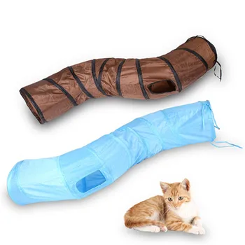 

Funny Pet Tunnel Cat Play Tunnel Blue Brown Foldable 1 Holes Cat Tunnel Kitten Bulk Play Cat Toy Tunnel