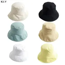 Японский свежий стиль для женщин и девочек Панама сплошной цвет Защита от солнца с широкими полями Студенческая летняя упаковываемая Рыбацкая кепка 6 цветов