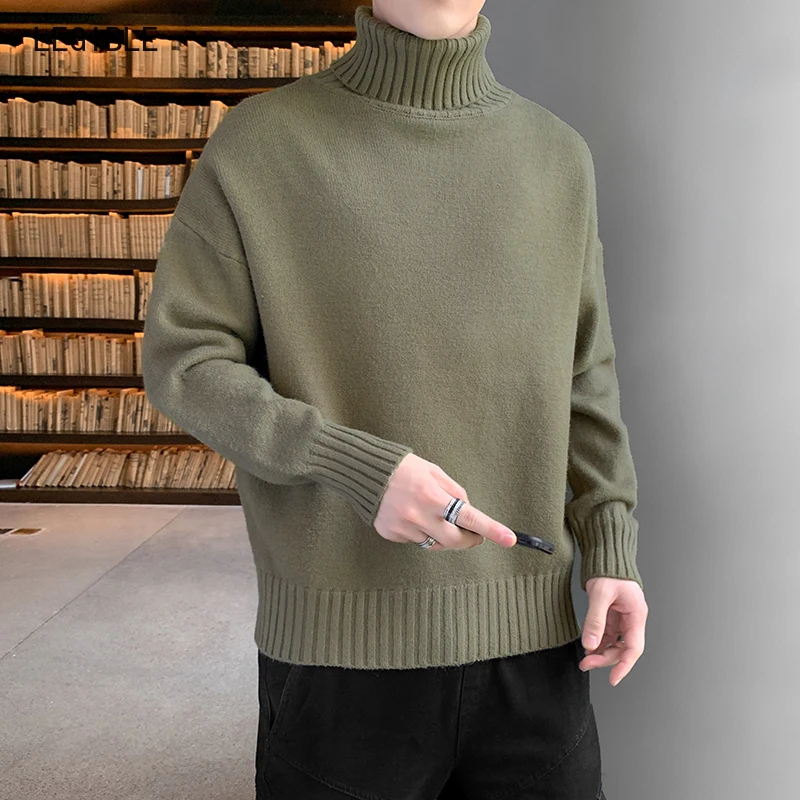 

Winter High Neck Thick Warm Sweater Men Turtleneck Brand Mens Sweaters Slim Fit Pullover Men Knitwear Male Double collar