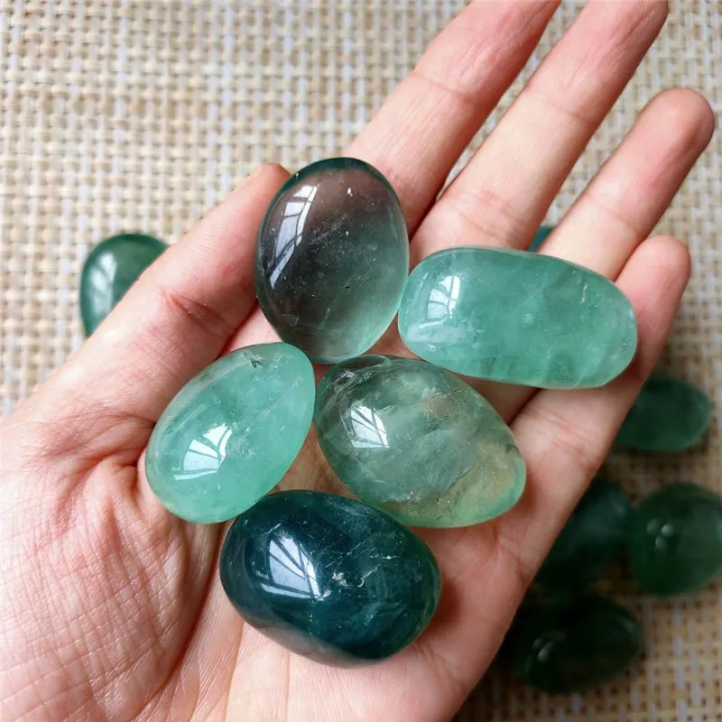 1 x Green Fluorite Tumbled Stone Small Natural Crystal Gemstones 20-30mm 