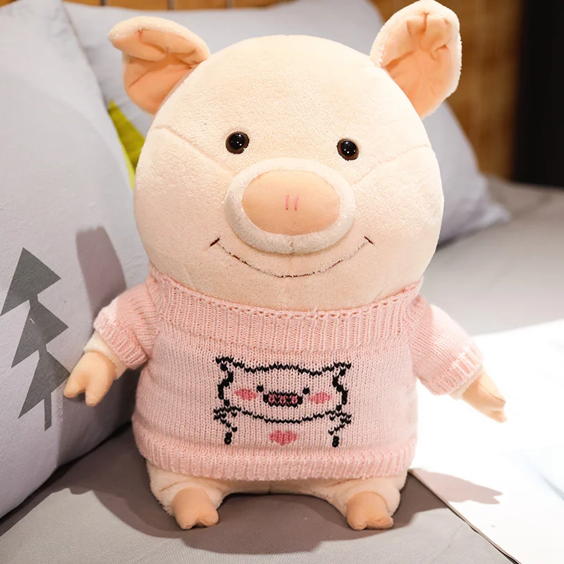 PINK A Милый свитер поросенок одежда Кукла Плюшевая Игрушка набивная Высококачественная игрушка забавный подарок на день рождения для детей - Цвет: PINK A