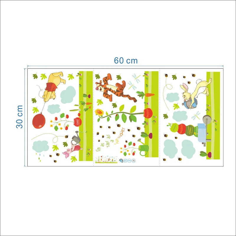 Мультфильм Винни Пух домашний декор высота измерения наклейки на стену DIY МУРАЛ с изображением алфавита для детской комнаты спальни школы наклейка