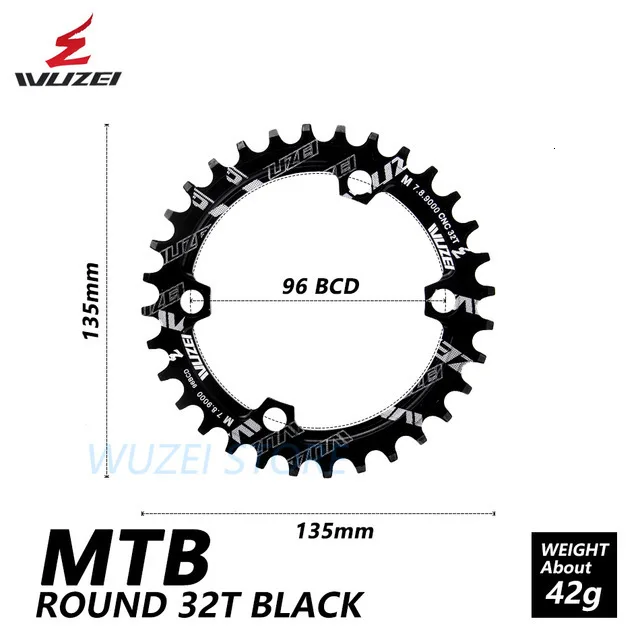 Wuzei Bcd 96 мм круглый/Овальный велосипед педаль стул Mtb колеса 32T 34T 36T для Shimano M7000 M8000 M9000 обработка - Цвет: Black 32T
