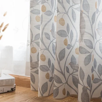 

Printed Wave blackout curtains Drapes Curtains For Living Room Yellow Gray Vine Modern bedroom kitchen curtains