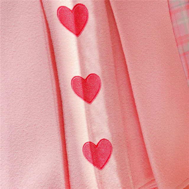 High-Waist Heart Pink Pleated Skirt 5