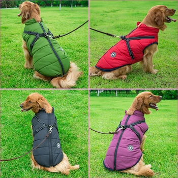 

Warm Winter Large Pet Dog Jacket With Harness Dog Clothes Labrador Waterproof Big Dog Puppy Coat Chihuahua French Bulldog Outfit