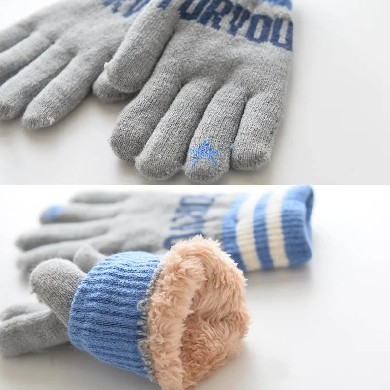 Высококачественные детские зимние теплые мягкие вязаные перчатки для мальчиков; модные плюшевые перчатки; бархатные перчатки для детей; От 4 до 7 лет