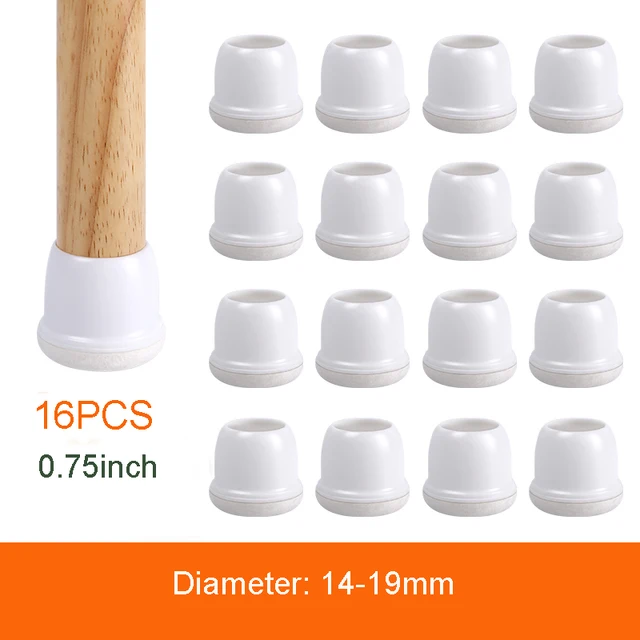Transparent Table Chair Leg Protectors Caps Round Square for Furniture Foot Legs Cover Floor Protector with Wrapped Felt Bottom Fit leg DIA 14-19mm