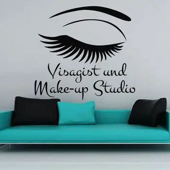 

Eye Eyelash Sticker Make Up Spa Decal Beauty Posters Vinyl Wall Decals Decor Mural Nail Beauty Salon Wall Decal