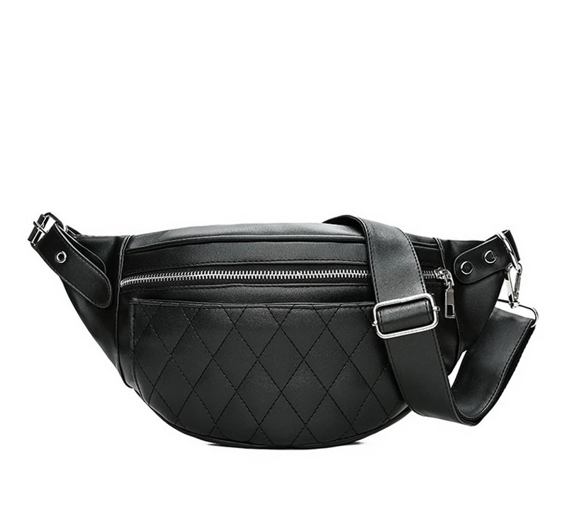 Ansloth Classic Thread Waist Bag For Women Zipper Fanny Pack Lady PU Leather Belt Bag Female Banana Bag Simple Waist Bag HPS569