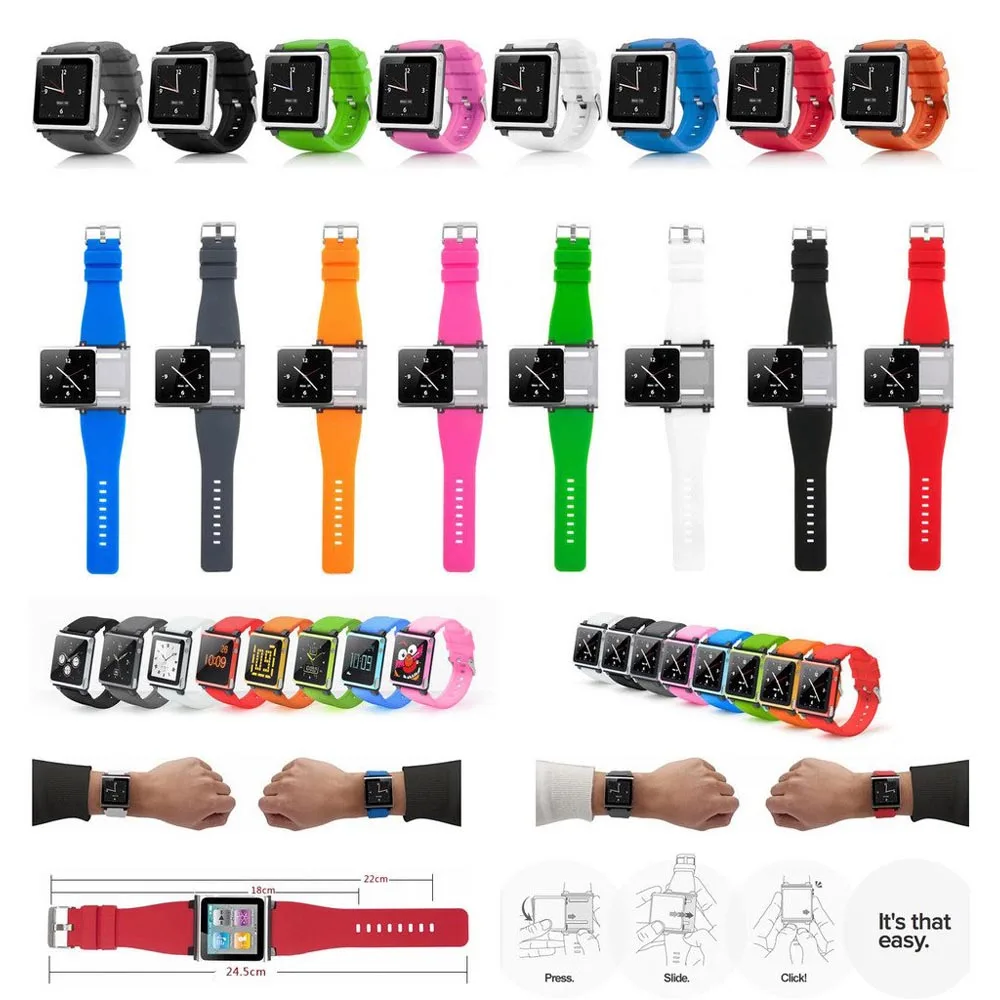 Watch Band for Apple iPod Nano 6th Generation, Cover Case, Sport Hand Strap, Wrist Strap 4