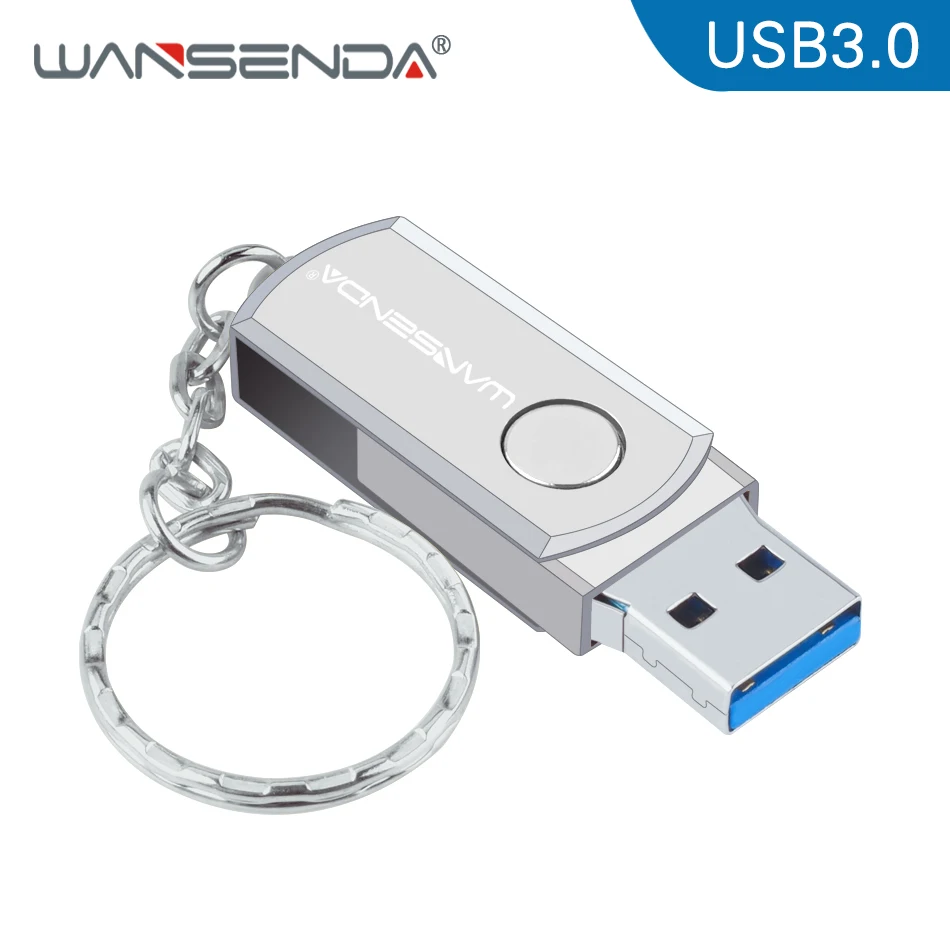 WANSENDA USB 3,0 USB флеш-накопитель 128 ГБ 256 ГБ Вращающаяся ручка-накопитель 16 ГБ 32 ГБ 64 Гб USB флешки с цепочкой для ключей