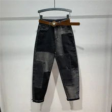 Осенние и зимние новые джинсы черного цвета, хлопковые повседневные штаны-шаровары, женские штаны в стиле бойфренда