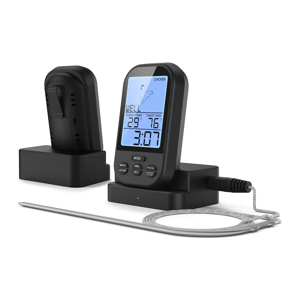 Digital BBQ Thermometer Wireless Kitchen Oven Food Cooking Grill Smoker Meat Thermometer with Probe & Timer Temperature Alarms Digital BBQ Thermometer Wireless Kitchen Oven Food Cooking Grill Smoker Meat Thermometer with Probe & Timer Temperature Alarms