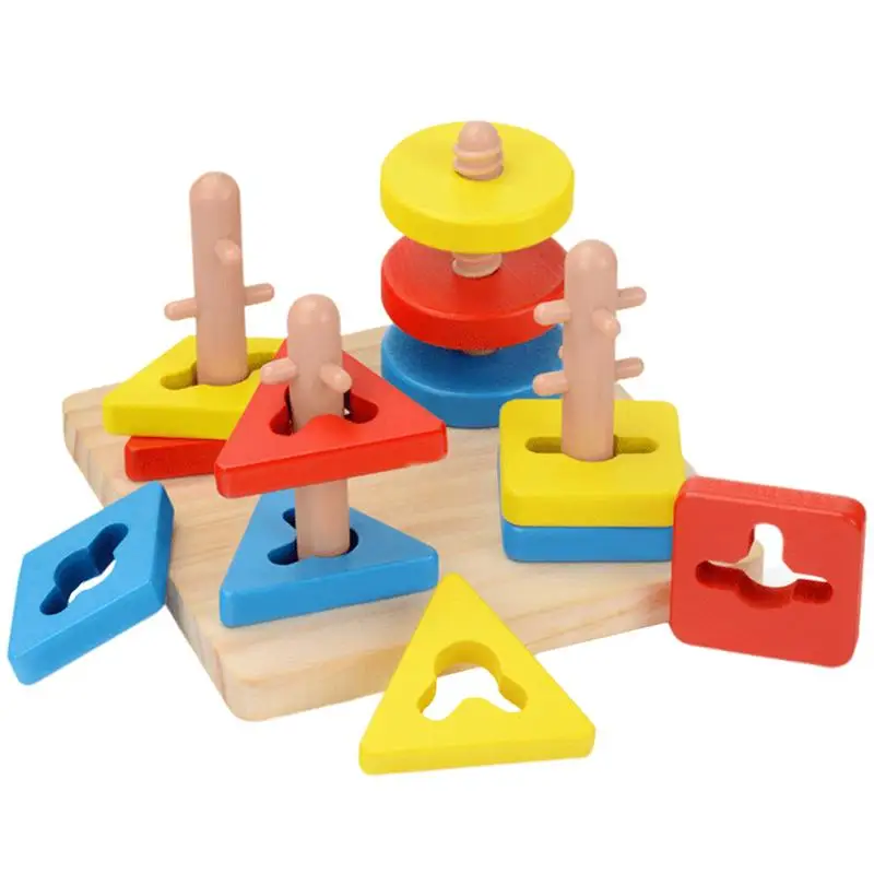 1 Набор образовательных игрушек Геометрические Цвета Красочные Творческие игровые аксессуары цвет и форма игрушки строительные блоки для детей