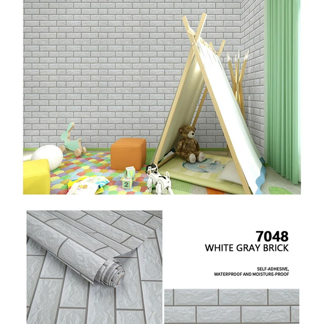 Pearl White DIY Decorative Film PVC Self Adhesive Wall Paper Furniture Renovation Stickers Kitchen Cabinet Waterproof Wallpaper Brick 7048