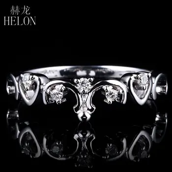 

HELON Moissanite Ring Solid 10K White Gold VVS/DEF Color Lab Grown Diamond Moissanite Engagement Wedding Brilliant Sparkled Ring