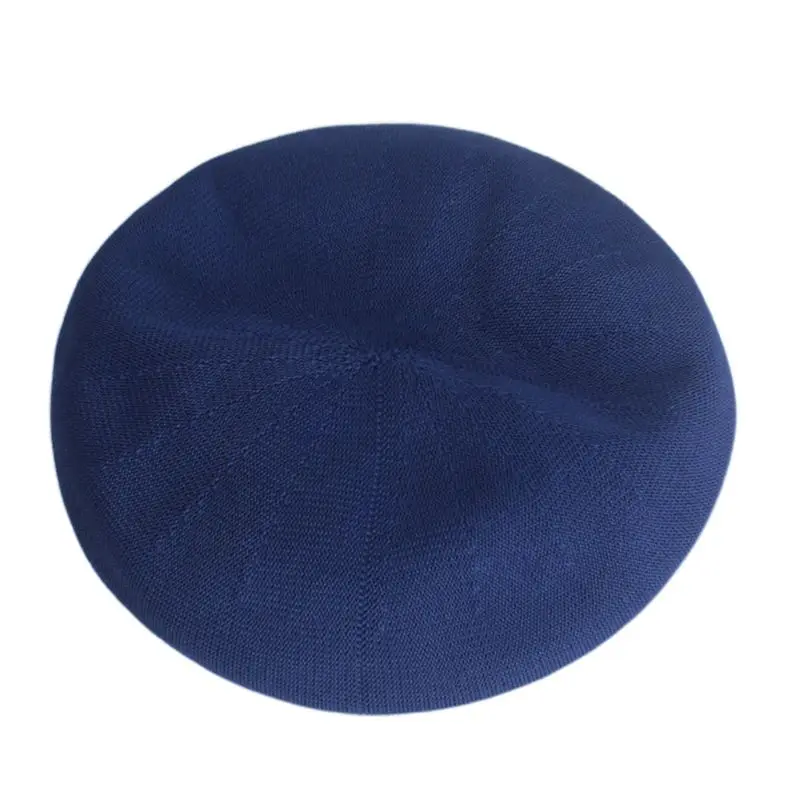 Royal blue Женский вязаный плоский берет, женская шапочка, дышащая, тонкая, однотонная, для художника, береты - Цвет: Royal blue
