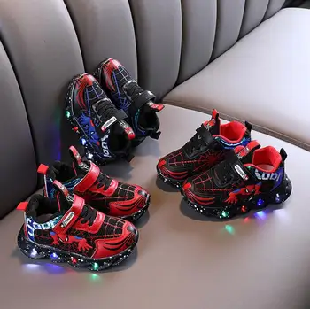 

Disney Spiderman Children Shoes Boys Light Basket Girl Glowing Sneakers Toddler Baby Luminous Sneakers Kids Light Up Shoes