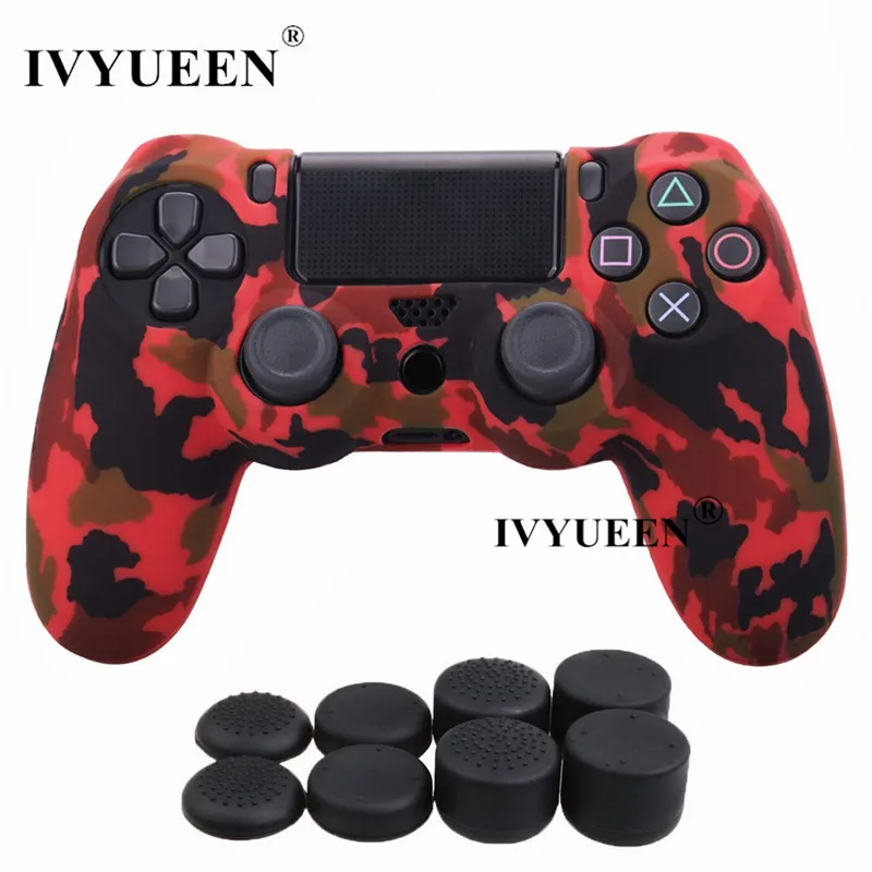 Силиконовый защитный чехол IVYUEEN для sony Dualshock 4 PS4 DS4 Pro Slim с 8 аналоговыми джойстиками - Цвет: Red Camo