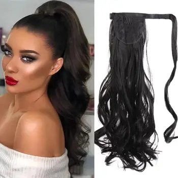 

LIANGMO 22" Long Wavy Wrap Around Ponytail Extensions Synthetic Clip in Ponytail Hair Extensions Hairpiece for Women