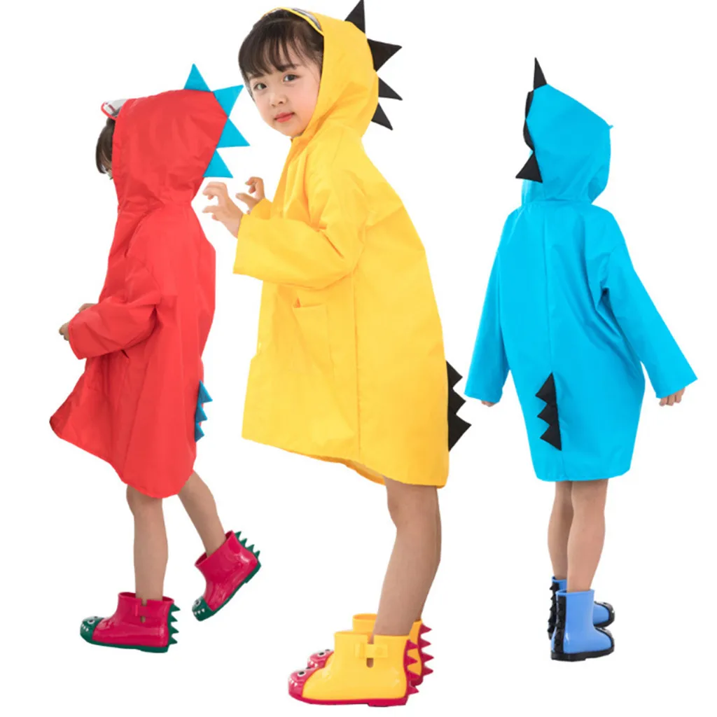 Kids Raincoat Cute Dinosaur Children Rain Snow Jacket Waterproof Rain Poncho Rain CapeAll-in-One Suit Ponxo Wear Outdoor Hoodie Rainwear Storm Break Rain Slicker for Age 2-6 Years Unisex Boys Girls