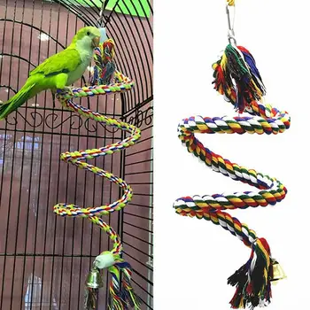 

New Pet Swing Bird Toy Parrot Rope Harness Parakeet Cockatiel Budgie Cage Hanging cotton rope and metal