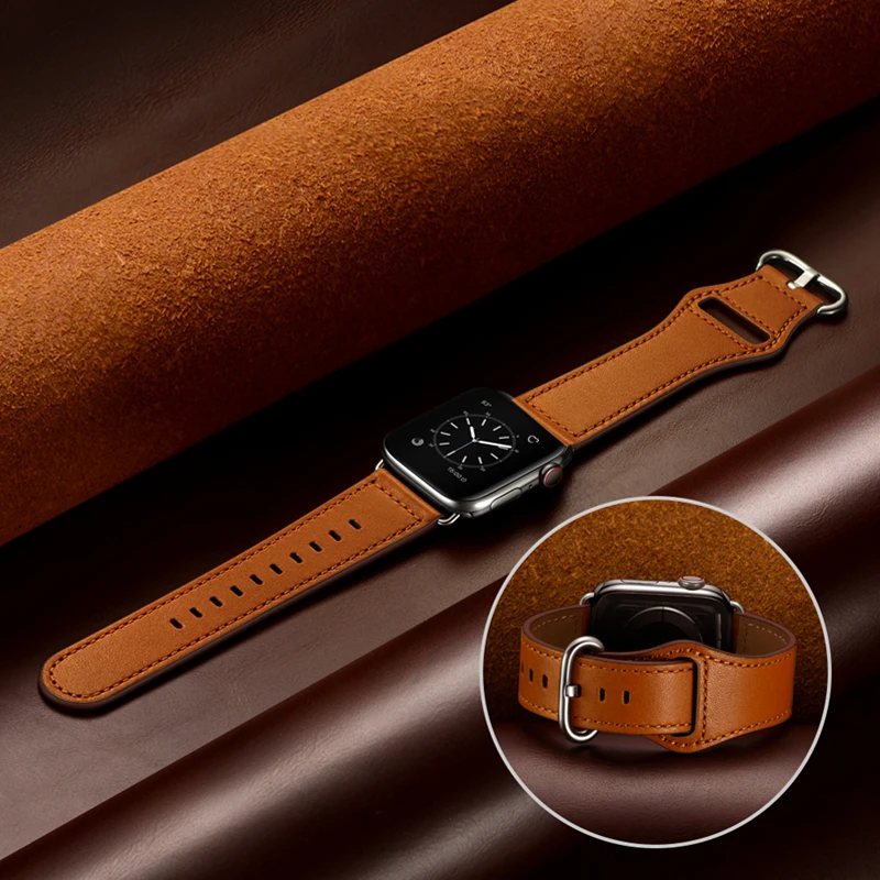 

Genuine Leather loop strap for apple watch iwatch series 5/4/3/2/1 apple watch band 42mm 44mm 38mm 40mm bracelet Accessories