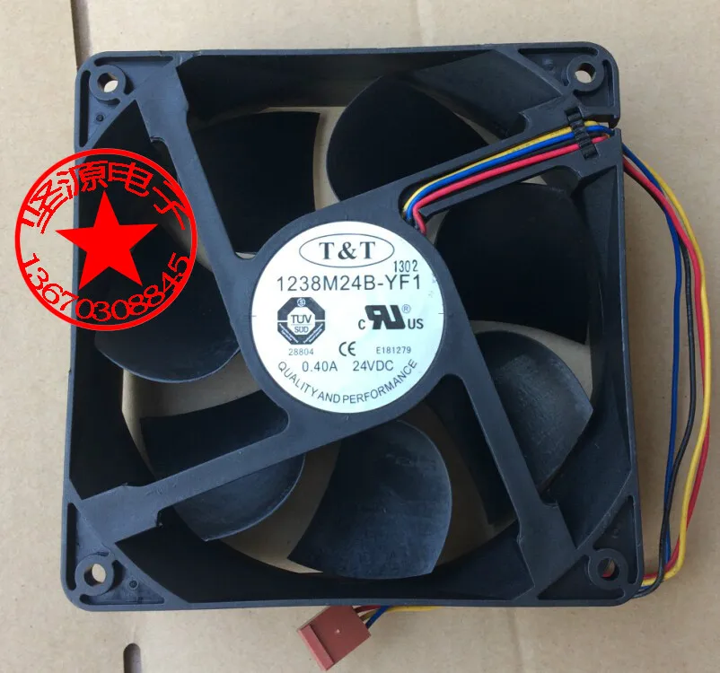 

T & T 1238M24B-YF1 DC 24В 0.4A 120x120x38 мм 4-проводной вентилятор охлаждения сервера