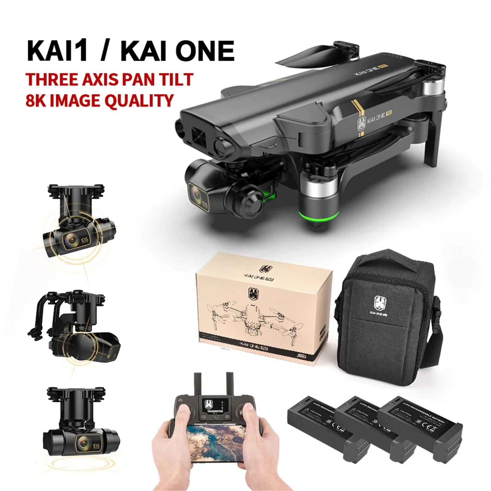 Precio reducido KAIONE 8K cámara de 3 ejes cardán sin escobillas 5G Wifi GPS FPV RC Quadcopter Waypoint vuelo 1200m 20 minutos de tiempo de vuelo RC Drone JlwjeO1pzMl