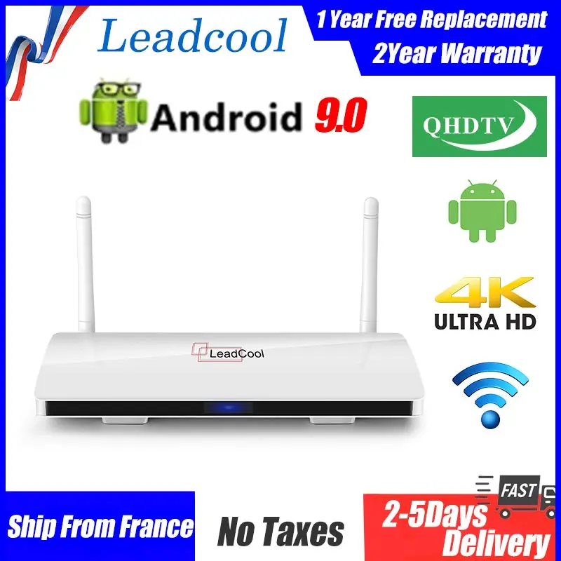 Leadcool qhd tv ip box android 9.0 TV BOX Amlogic S905W 1080P 4K Android IP Доставка из Франции Европа M3U |