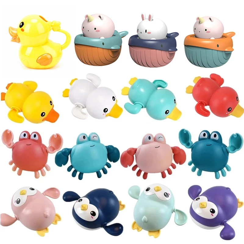 Baby Bath Toys Bathing Ducks Cartoon Animal Whale Crab Swimming Pool Classic Chain Clockwork Water Toy For Infant 0 24 Months baby toddler toys girl 1 year	