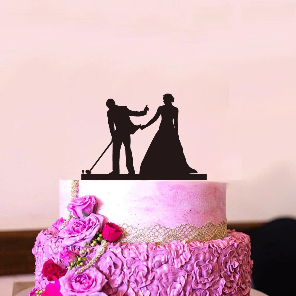 Забавный спортивный Свадебный Топпер для торта для жениха, Mr Mrs, свадебные украшения, акриловые черные топперы для торта, товары для свадьбы вечеринки - Цвет: 3