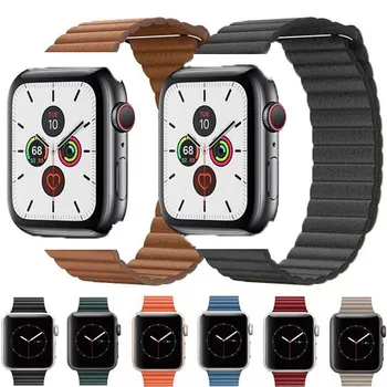 

Strap for Apple Watch Band 44 Mm 40mm Iwatch Band 42mm 38mm Genuine Leather Loop Magnetic Buckle Bracelet Apple Watch 5 4 3 2