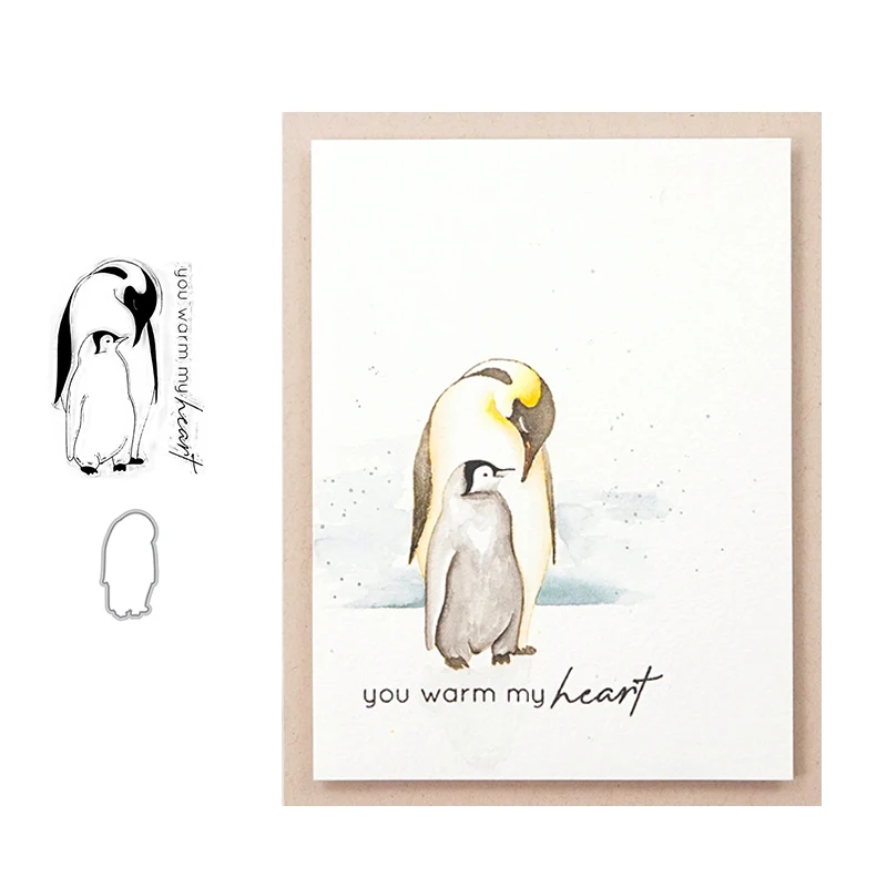 

JC Penguin Maternal Love Rubber Stamps and Metal Cutting Dies Scrapbooking Craft Stencil Card Make Album Sheet Decoration Mould