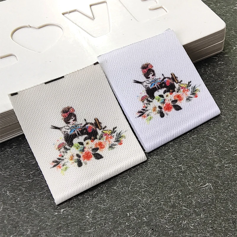 

Customized soft cotton printed Labels For Garment Hats Brand LOGO Names printed tag Logo type Labels Custom clothing Fabric Tags
