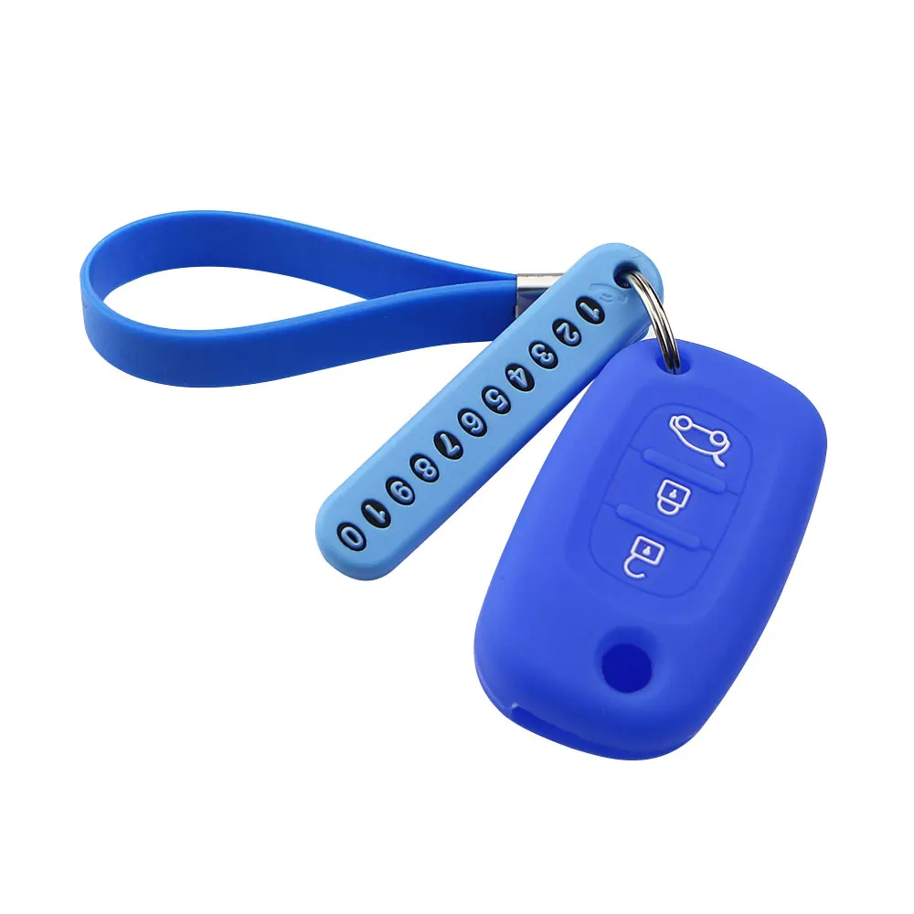 3 кнопки силиконовый чехол для ключей от машины крышка брелок телефонная карточка для LADA Priora Sedan Sport Kalina Granta Vesta X-Ray XRay - Название цвета: Blue