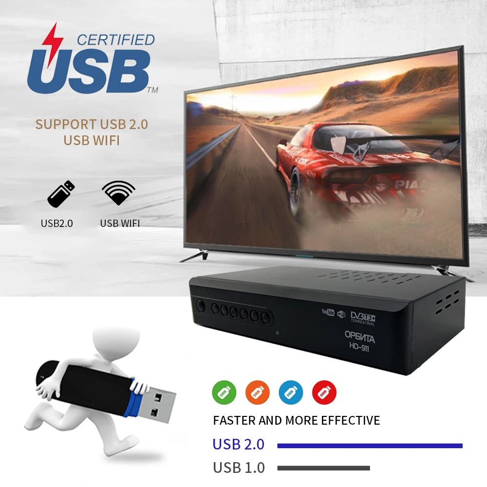 HDMI DVB T2/C приемник Цифровой H.264 tv Turner 1080P Поддержка USB Wifi Youtube Megogo Terrestre DVB T2 ТВ приемник для России